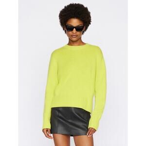 FRAME Clean Crewneck Cashmere Sweater Fresh Lime Boxy Fit Long Sleeve Women's M